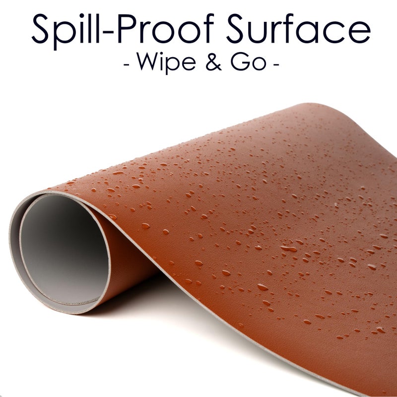 WAYBER Leather Desk Pad Protector, Waterproof Mouse Pad, PU Desk Mat, Office Desk Cover, Desk Writing Mat for Office/Home/Work/Cubicle (Brown/Gray) 31.5x15.7in - Image 4